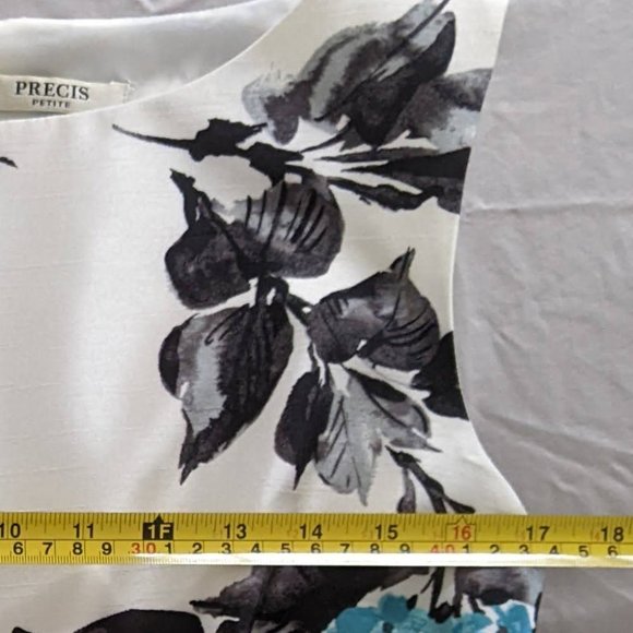 Precis Petite Blue Floral Dress sz 12 - Picture 9 of 12